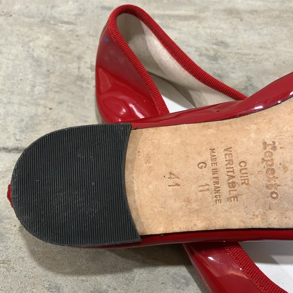 Repetto Women's Red Ballet Flats. Small dot on left toe. Barely noticeable. - Picture 5 of 6